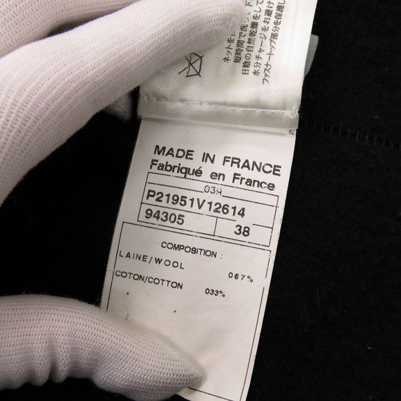 Chanel Sport Line Zip Up Coco Mark P21951 Size 38 Wool Black Hoodie Black 1017 - Picture 6 of 8